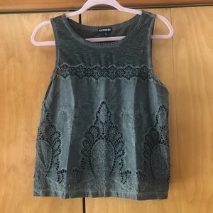 Beautiful dark gray embroidered tank top